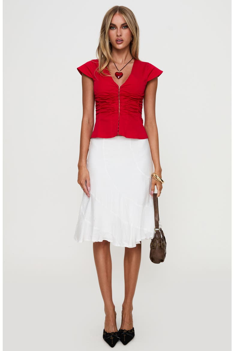 With Kindness Asymmetric Hem Midi Skirt, Alternate, color, WHITE