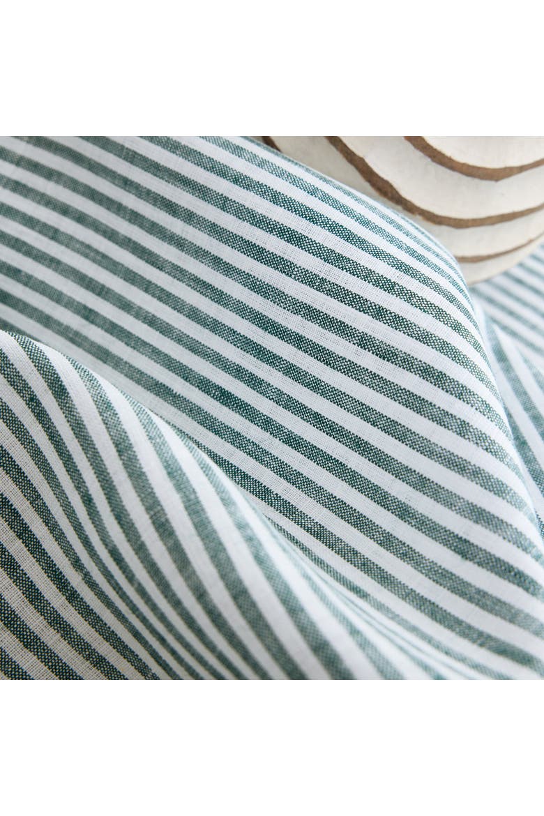 Linen Placemats Set of 4, 14 x 19" - Narrow Stripe, Alternate, color, Rainforest and White