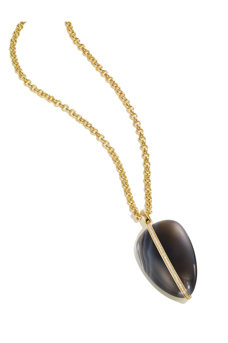 XL Diamond Pebble Pendant Necklace, Alternate, color, BROWN/ WHITE