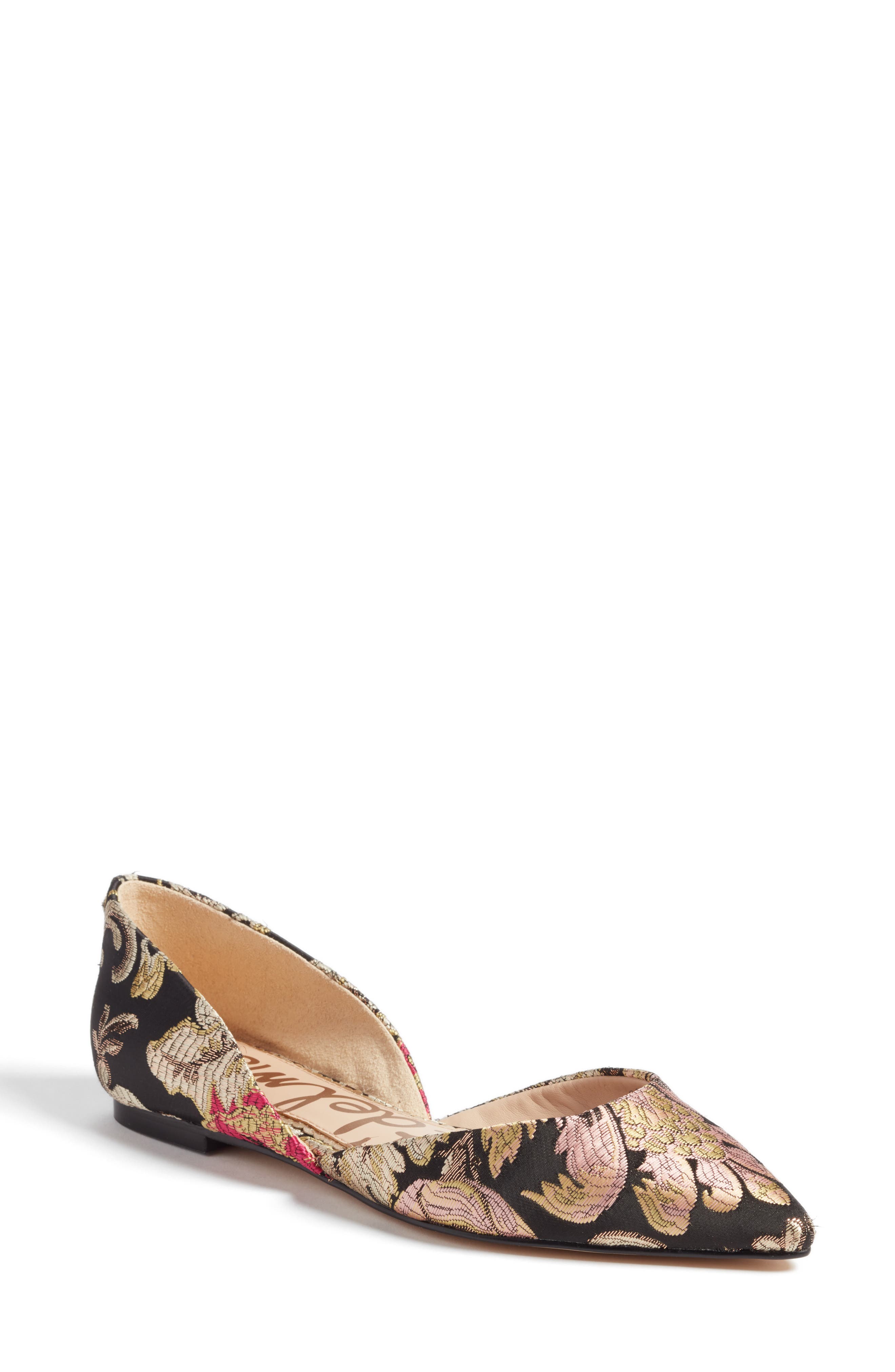 Rodney Pointy Toe d'Orsay Flat, Main, color, BLACK JACQUARD PRINT