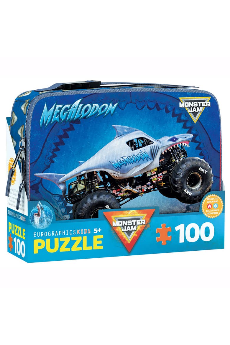 Monster Jam Puzzle & Lunch Box Megalodon, 100Piece Jigsaw, Main, color, Multicolored