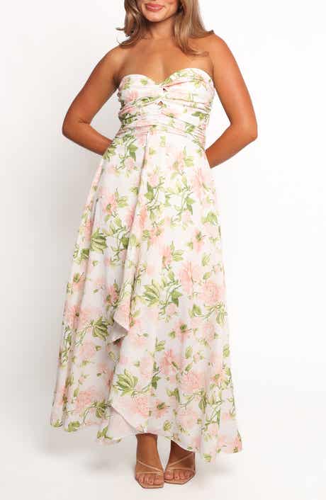 Petal & Pup Marta Floral Print Strapless Maxi Dress