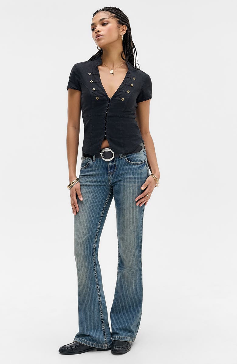 BDG Urban Outfitters Brooke Pinstripe Low Rise Flare Jeans, Alternate, color, Tinted Stripe