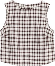 M&S Gingham Ruffle Trim Linen Blend Crop Top