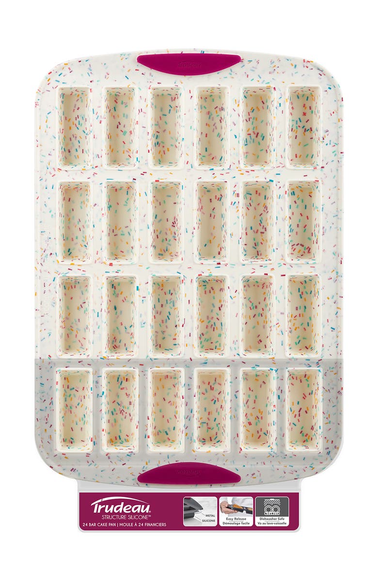 Trudeau Structure Silicone 24 Cavity Bar Cake Pan, Confetti/Fuchsia, Alternate, color,