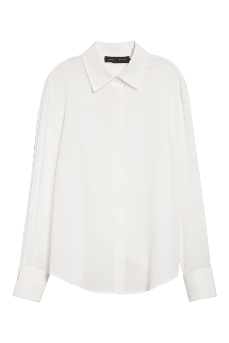 Arabella Silk Button-Up Shirt, Alternate, color, WHITE