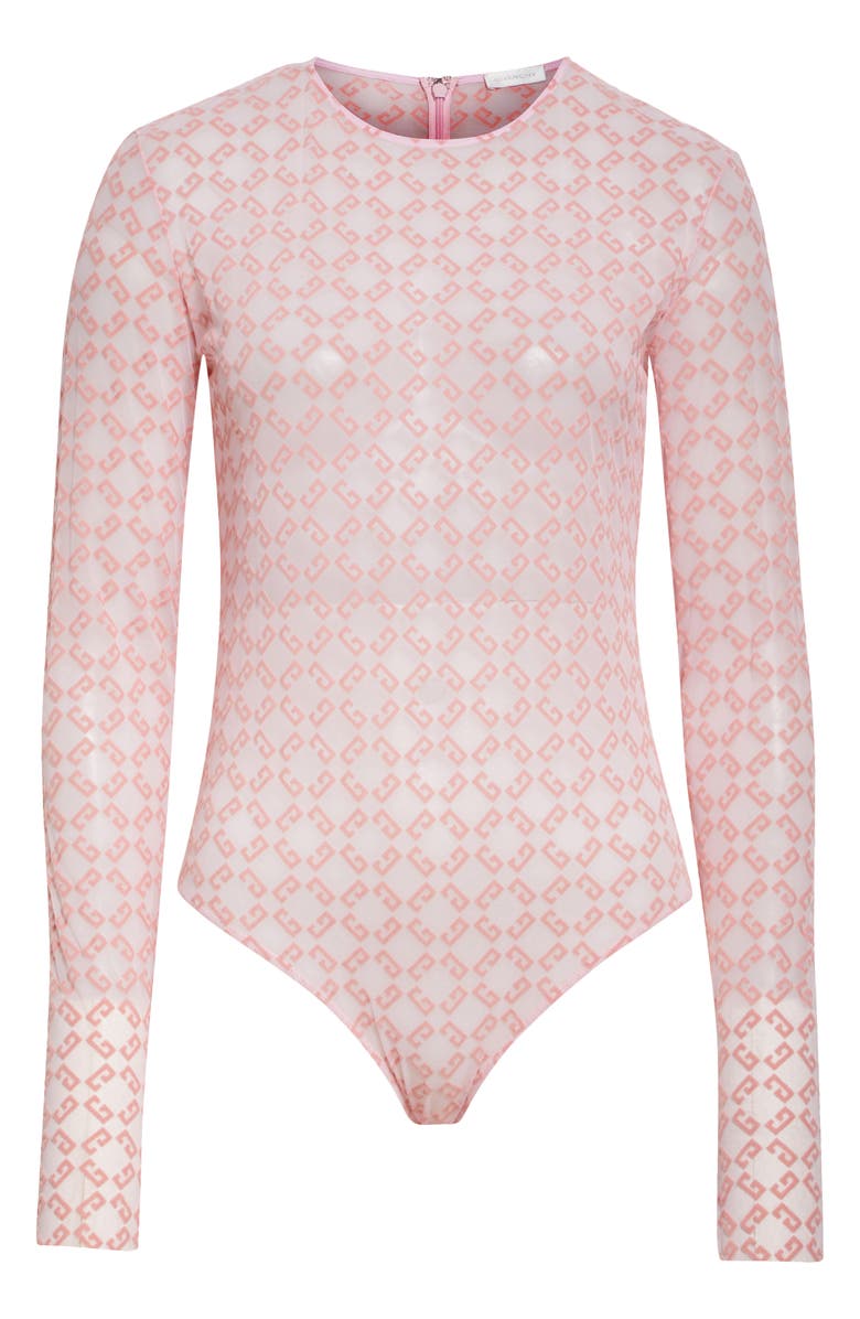 Givenchy Monogram 72 Mesh Fitted Bodysuit, Alternate, color, Skin Rose