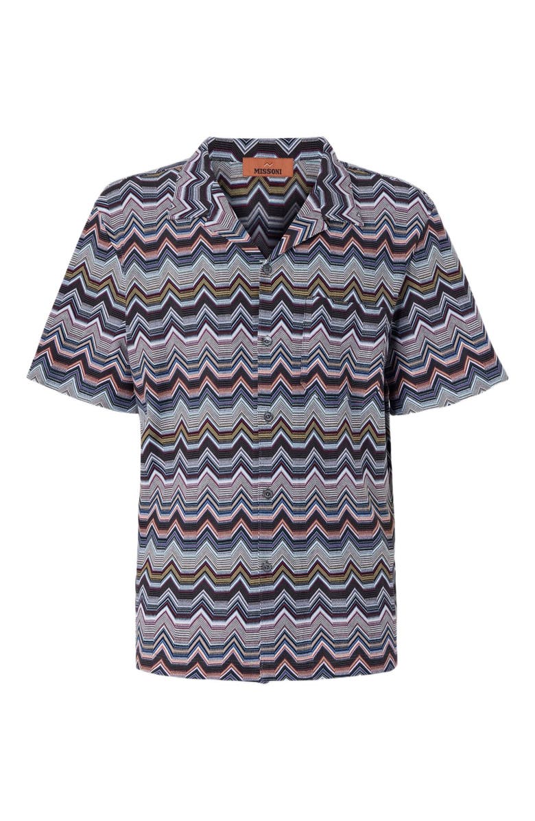 Missoni Bowling Shirt With Geometric Zigzag, Alternate, color, Multicoloured