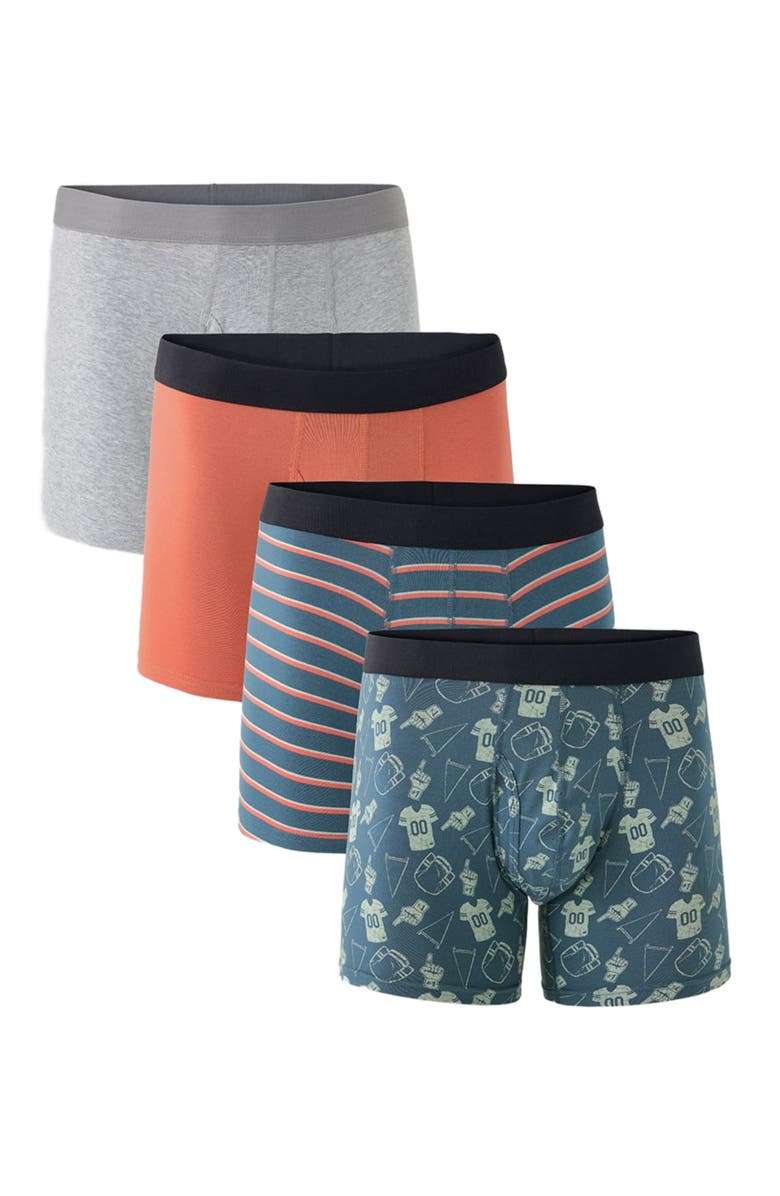 Pact Organic Cotton Everyday Boxer Brief 4-Pack, Main, color, Touchdown