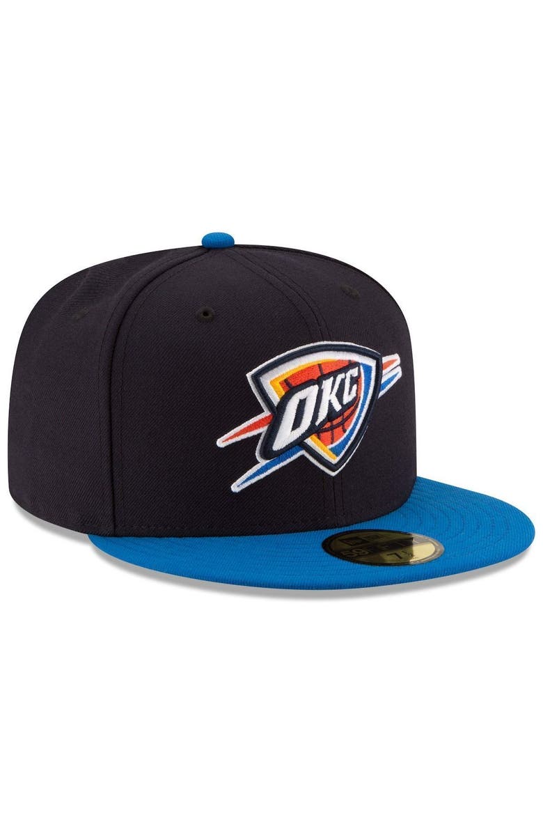 Men's New Era Black/Royal Oklahoma City Thunder Official Team Color 2Tone 59FIFTY Fitted Hat, Alternate, color, Navy