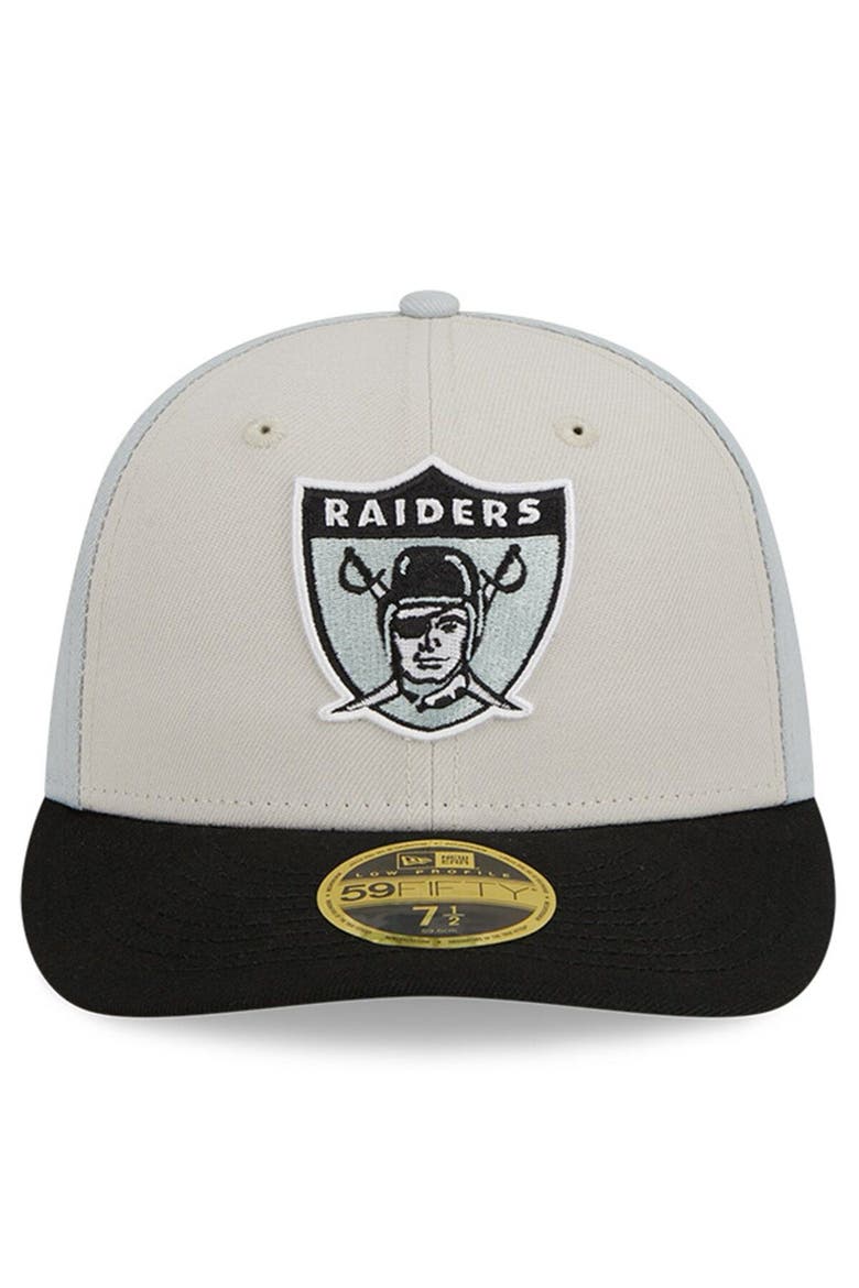 Men's New Era  Cream/Black Las Vegas Raiders 2023 Sideline Historic Low Profile 59FIFTY Fitted Hat, Alternate, color, Cream