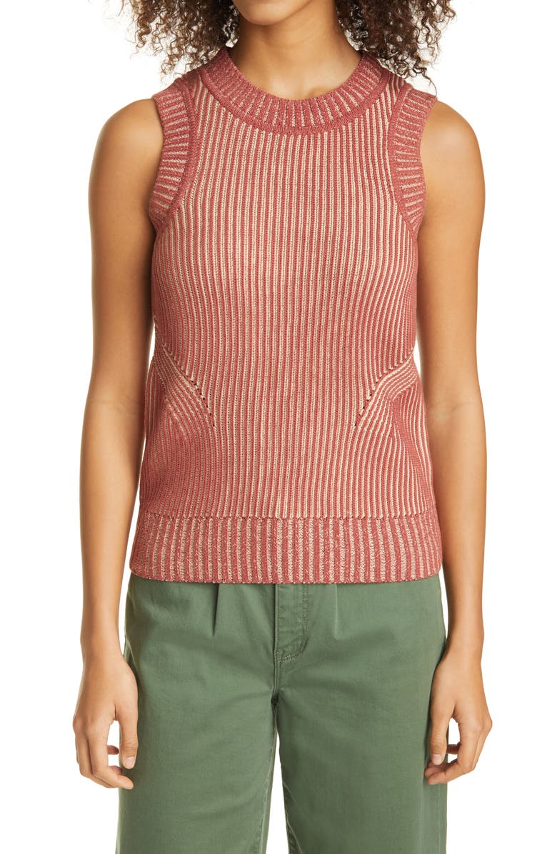 Nicole Miller Plaited Ribbed Sleeveless Sweater, Main, color,