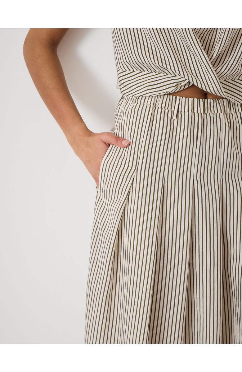 Hush Ivy Pleated Stripe Midi Skirt, Alternate, color, Green Stripe White