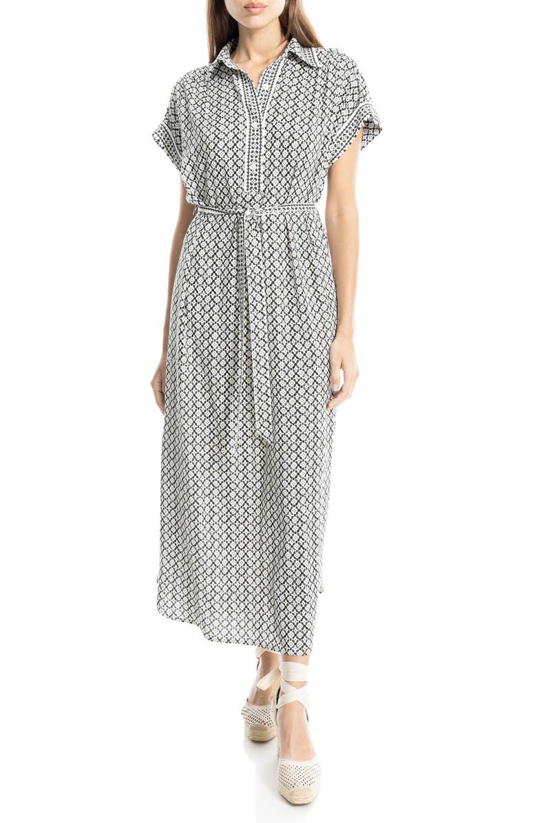 MAX STUDIO Short Sleeve Tie Waist Shirtdress, Main, color,