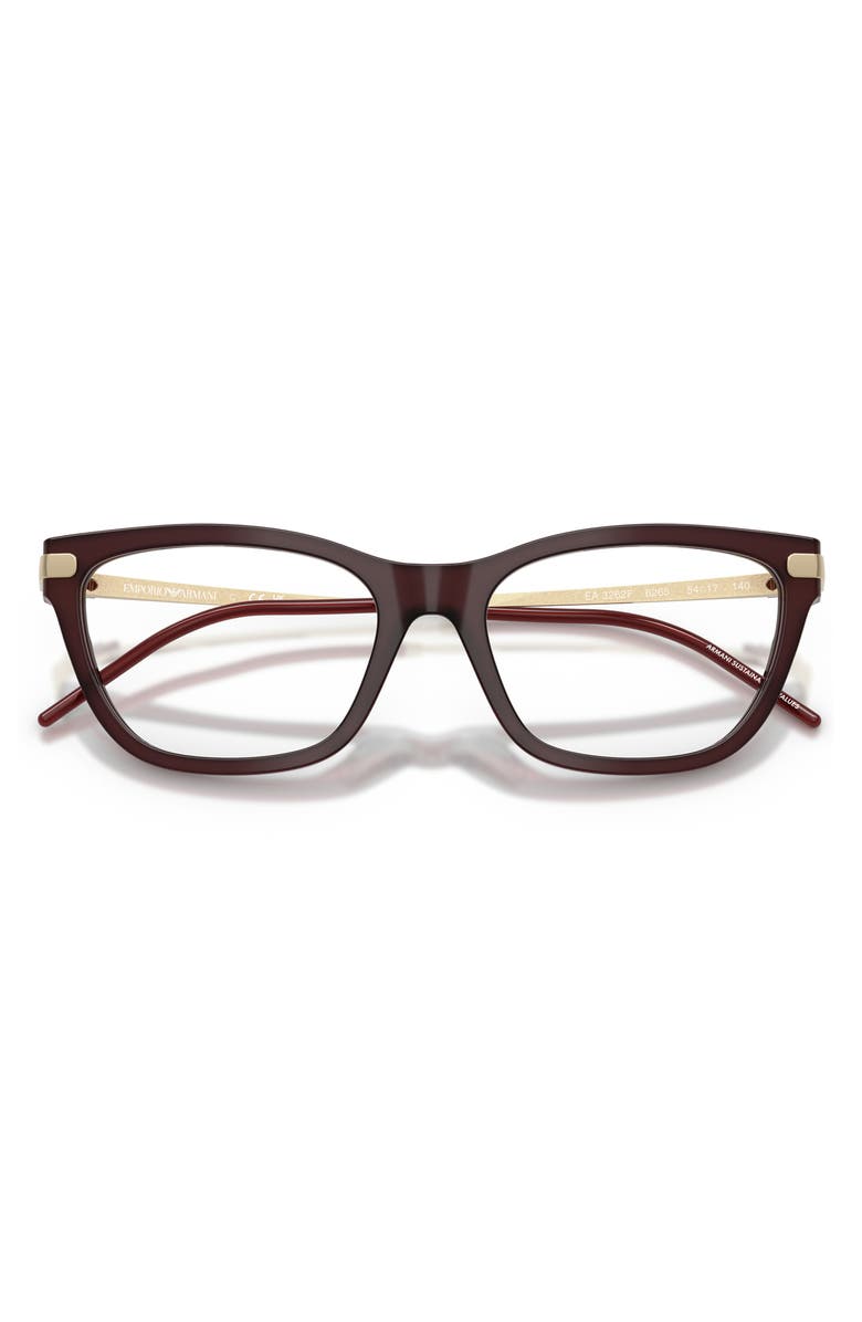 Emporio Armani 54mm Cat Eye Optical Glasses, Alternate, color, 0Pal Bordeaux / Demo Lens