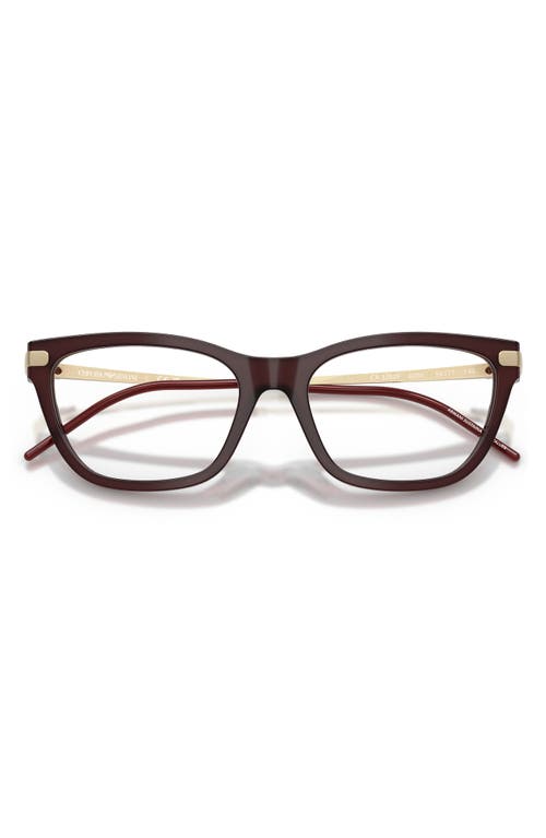 Emporio Armani 54mm Cat Eye Optical Glasses In Brown