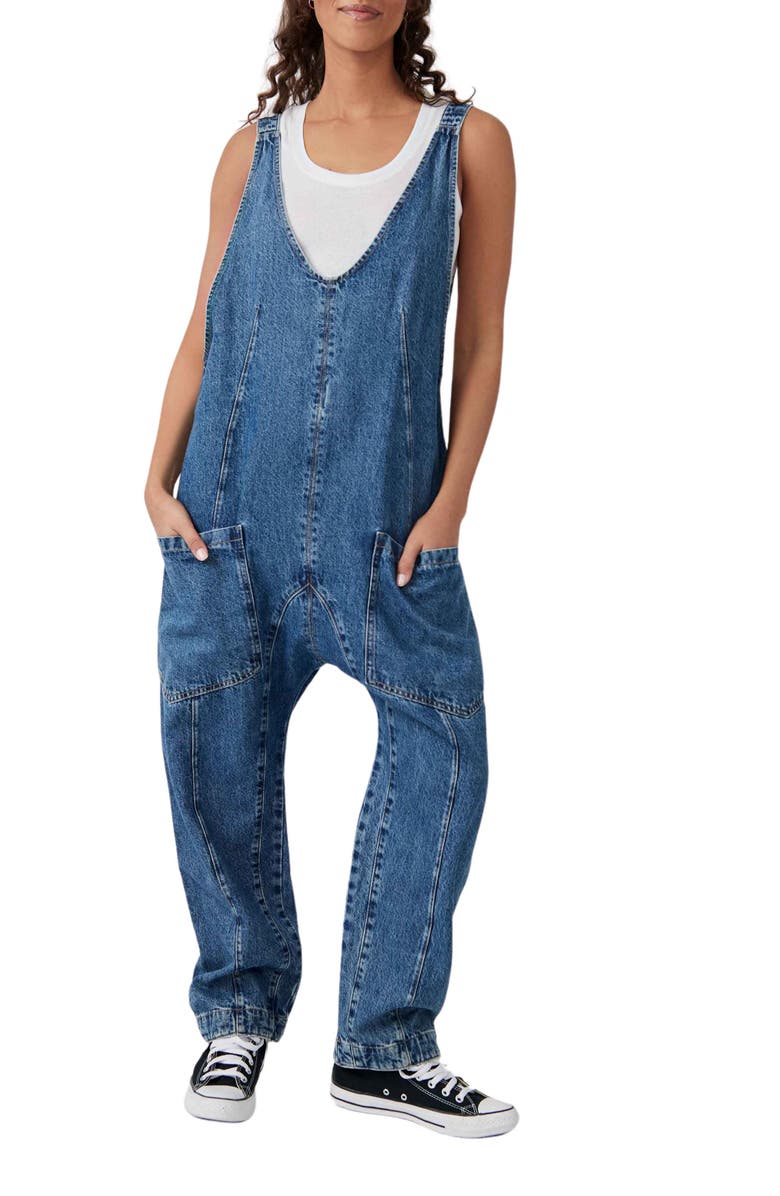 Free People High Roller Denim Jumpsuit, Main, color, 