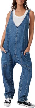 Free People High Roller Denim Jumpsuit