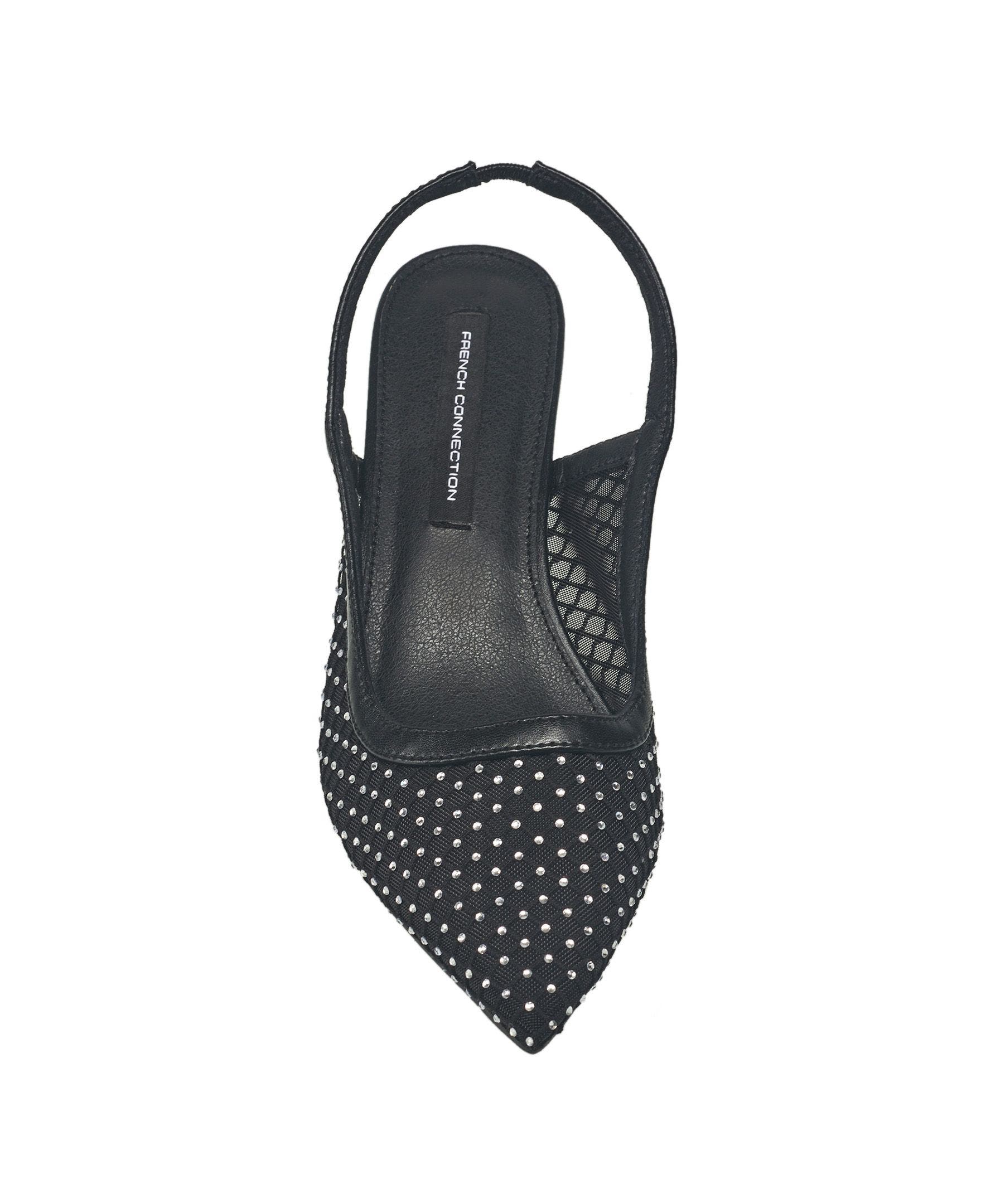Elea Mesh and Stone Slingback Heel, Alternate, color, Black