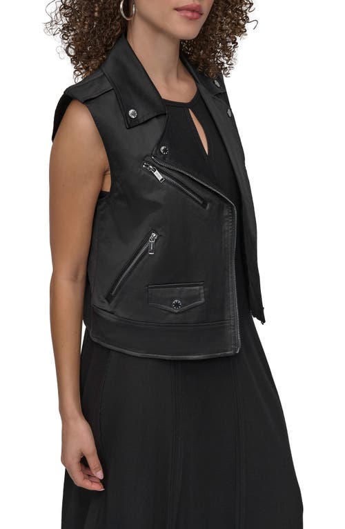 Dkny Faux Leather Moto Vest