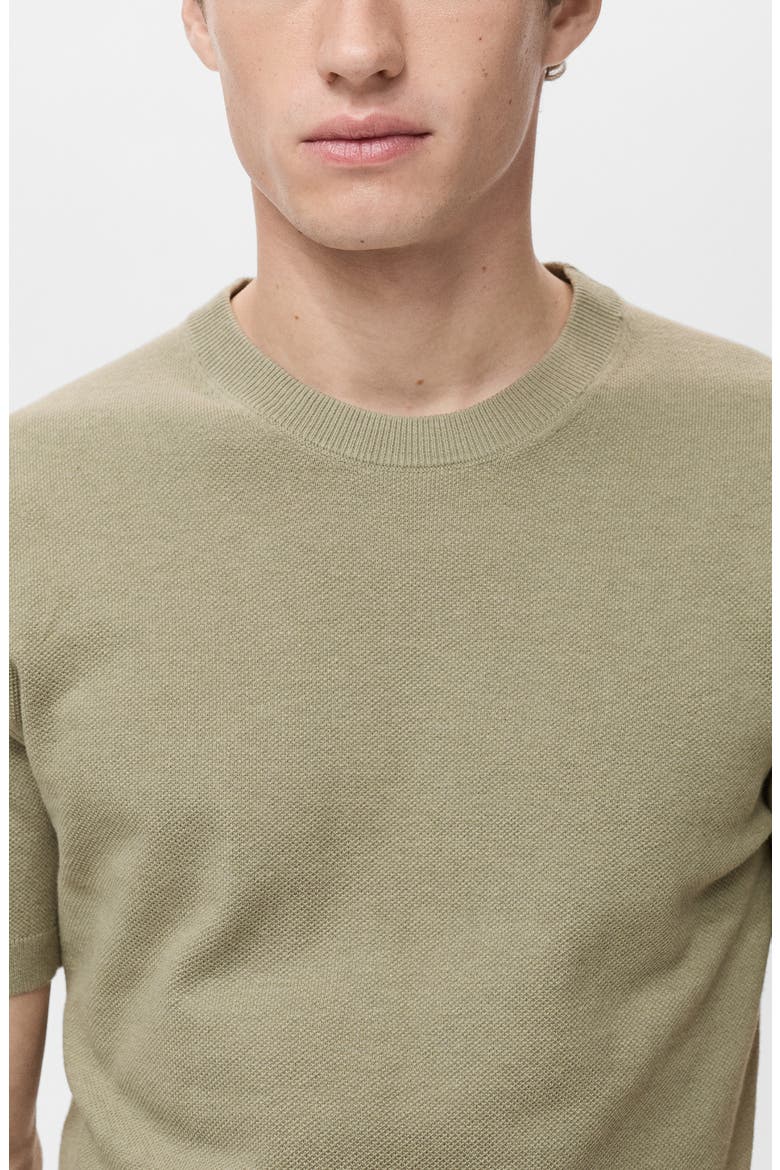 Fine Knit Short Sleeve Sweater, Alternate, color, KHAKI GREEN