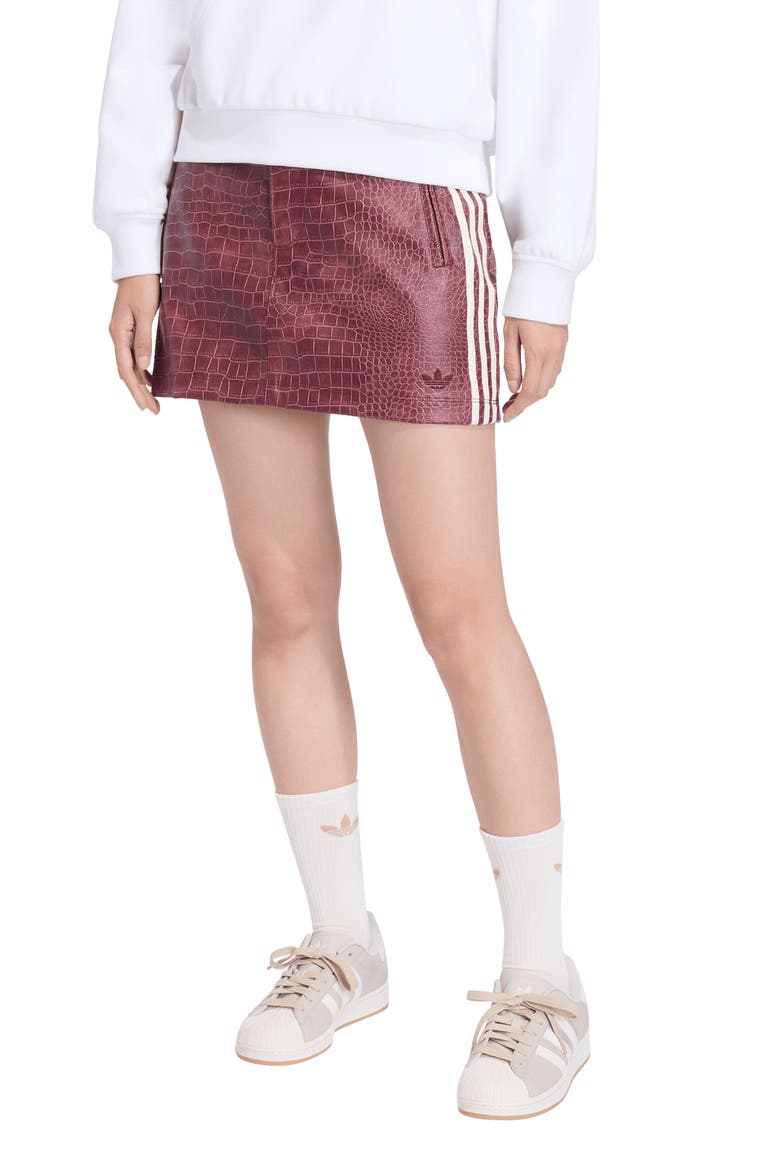Croc Embossed Faux Leather Miniskirt, Main, color, MAROON