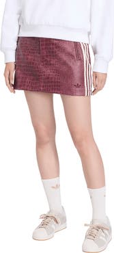 adidas Originals Croc Embossed Faux Leather Miniskirt