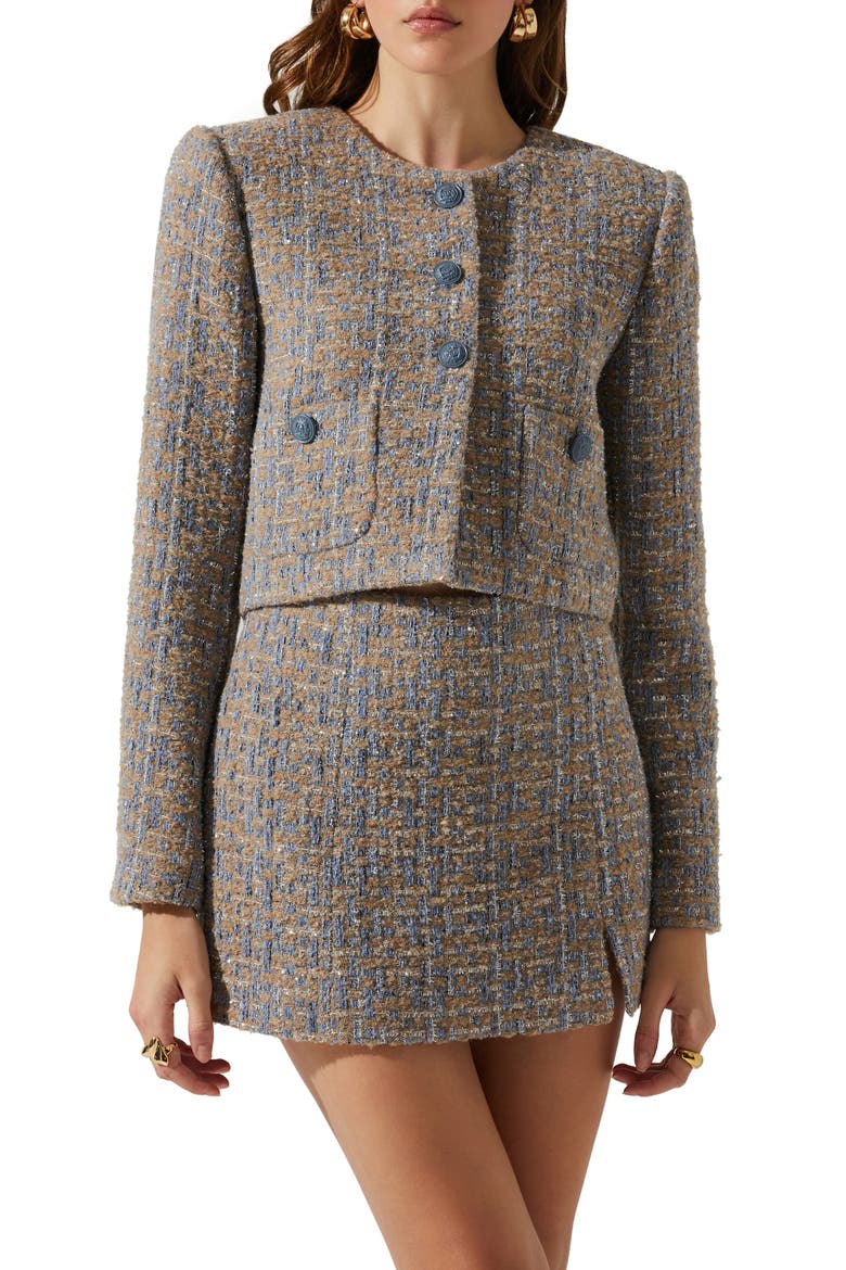 Lyssa Tweed Jacket, Main, color, BLUE TAUPE SILVER