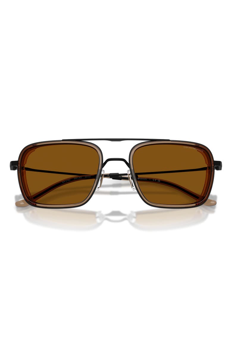 Emporio Armani 54mm Square Sunglasses, Alternate, color, Matte Black / Dark Bronze