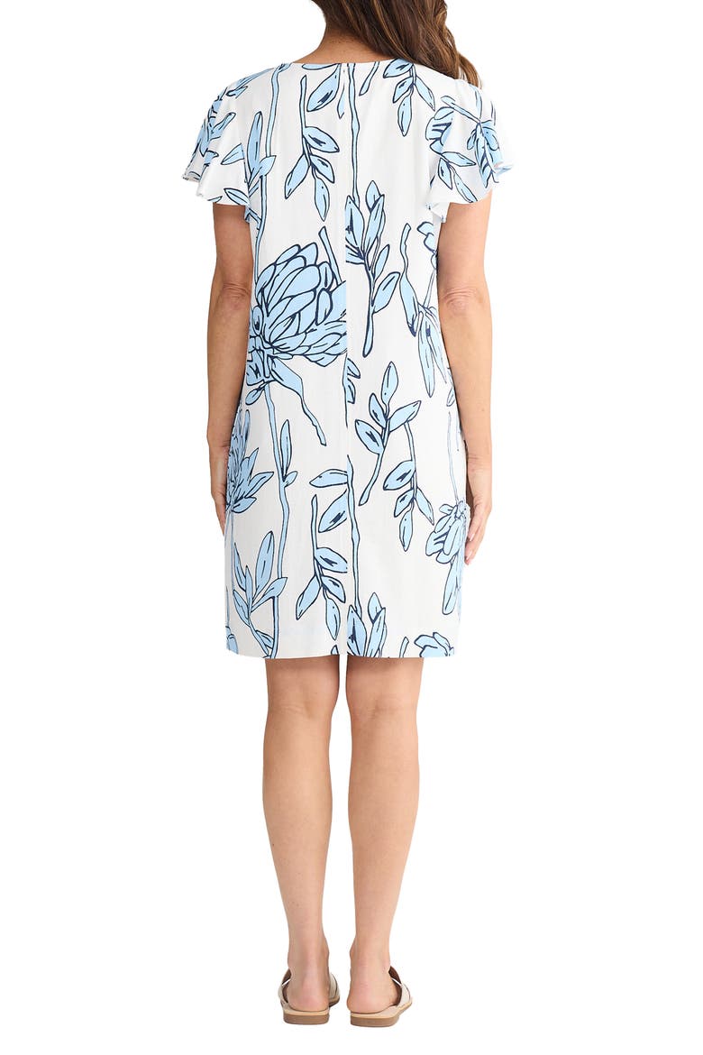 Jemma Floral Print Flutter Sleeve Shift Dress, Alternate, color, COASTAL BLOOM