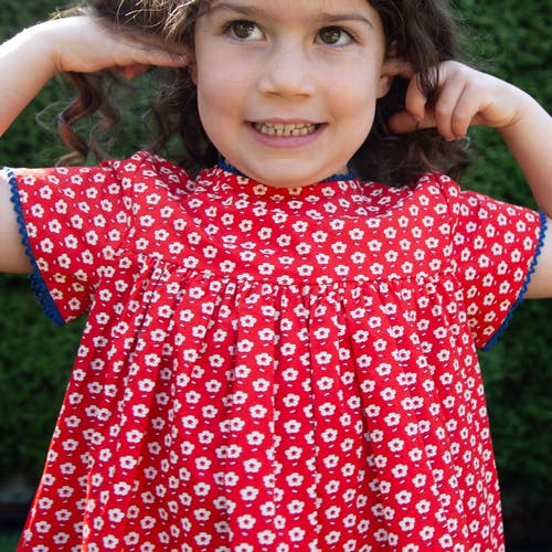 Beet World Toddler Amy Dress With Lace Trim In Red