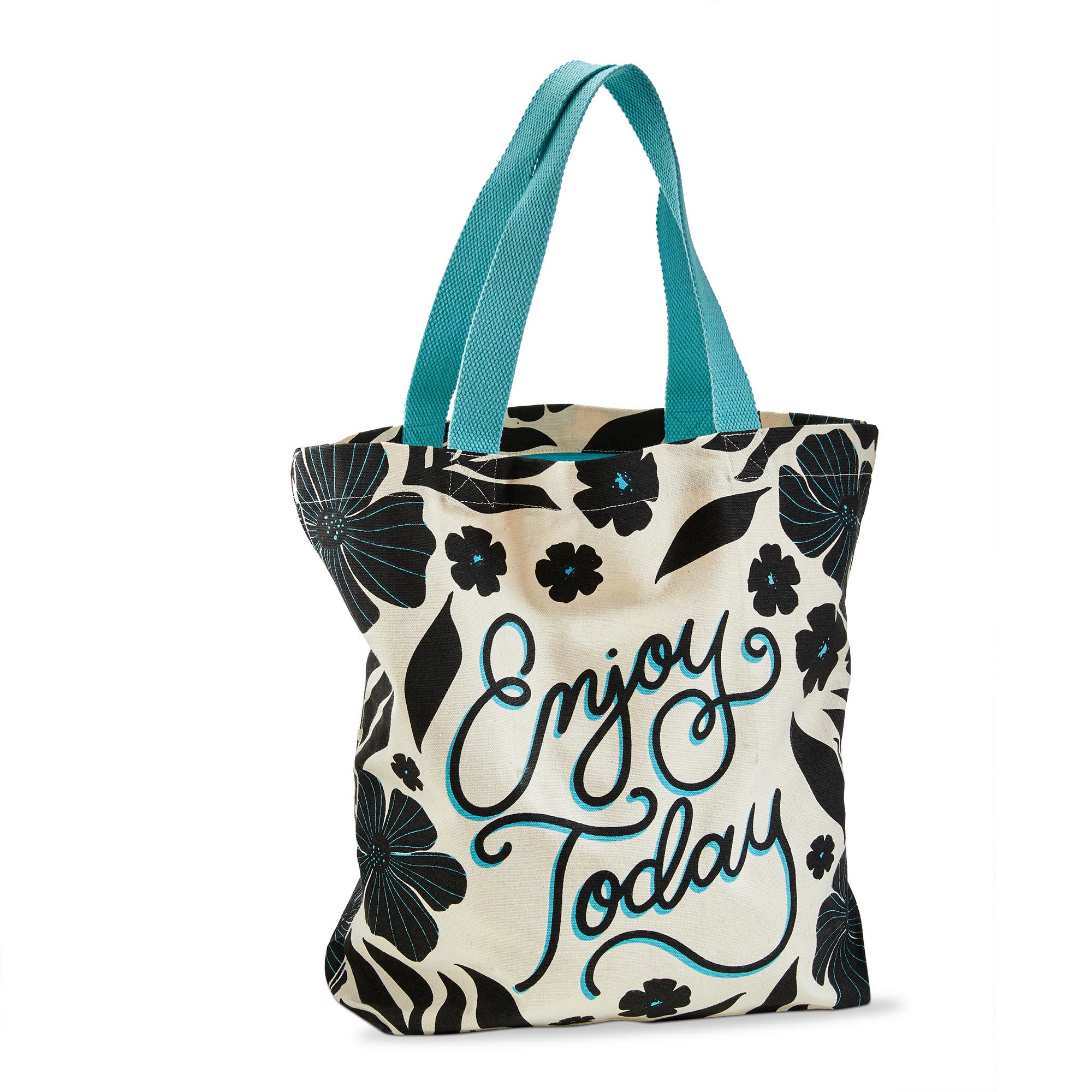 tag Enjoy Today Tote Aqua Cotton Everyday, Main, color, Aqua