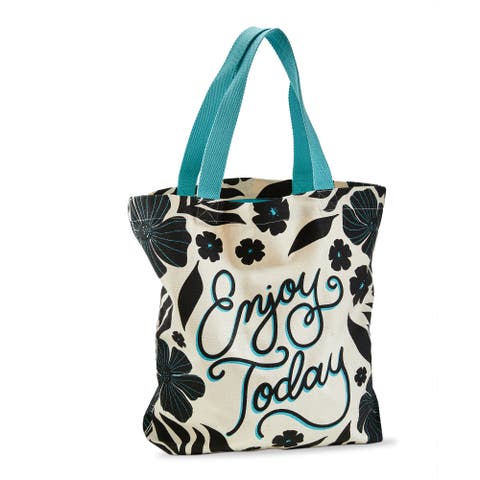 Enjoy Today Tote Aqua Cotton Everyday