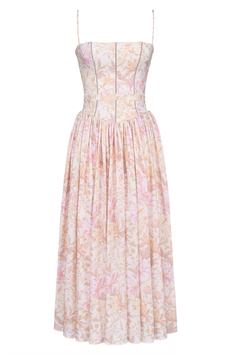 HOUSE OF CB Ysabella Floral Maxi Sundress, Alternate, color, Peach Floral Print