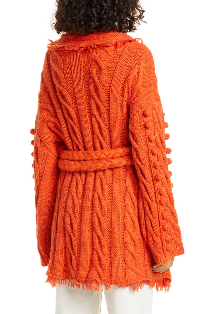 FARM Rio Pompom & Fringe Belted Cardigan, Alternate, color, 