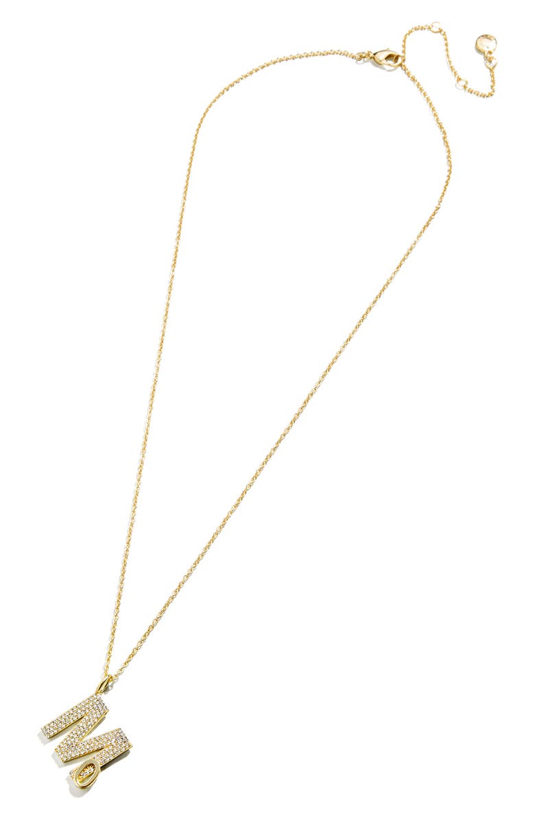 BaubleBar Custom Double Initial Pavé Necklace, Alternate, color, Clear/Gold