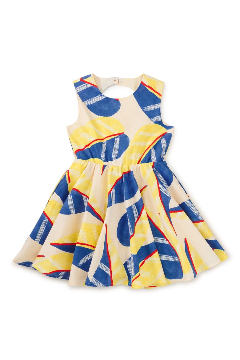 Open Back Twirl Dress, Main, color, Oversized Tropical Leaf