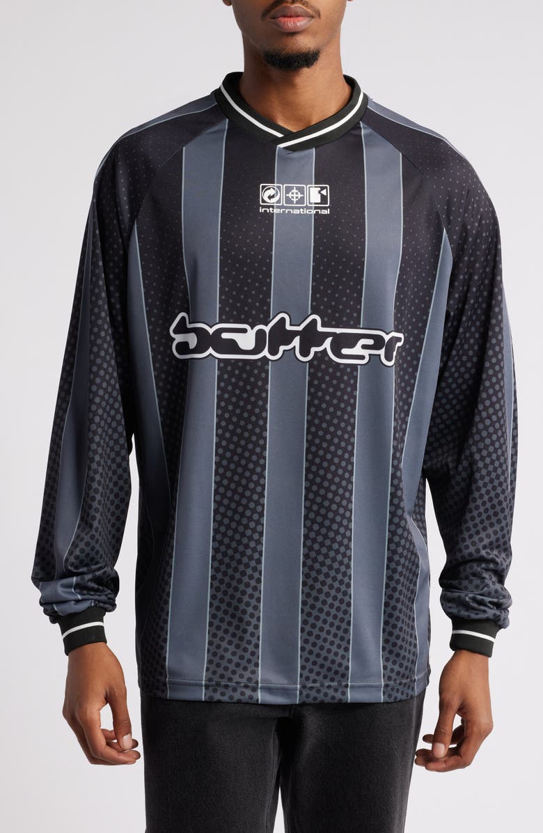 Butter Goods Corrosive Stripe V-Neck Jersey, Main, color, 