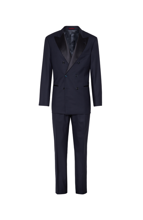 Brunello Cucinelli Tuxedo With One-and-a-half-breasted Jacket In Navy Blue