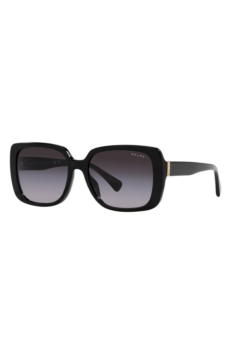 RALPH 55mm Gradient Rectangular Sunglasses, Alternate, color, Shiny Black
