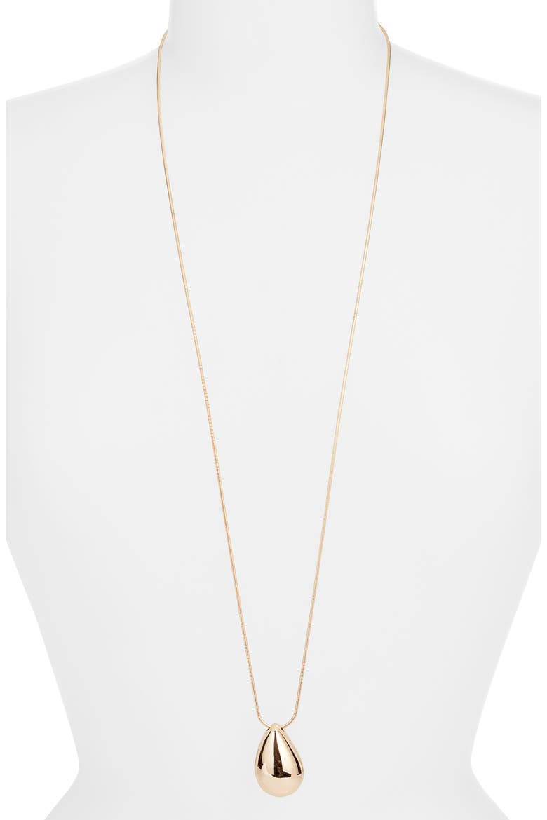 Polished Teardrop Pendant Necklace, Alternate, color, GOLD