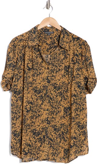 Scrunched Short Sleeve Button-Up Shirt