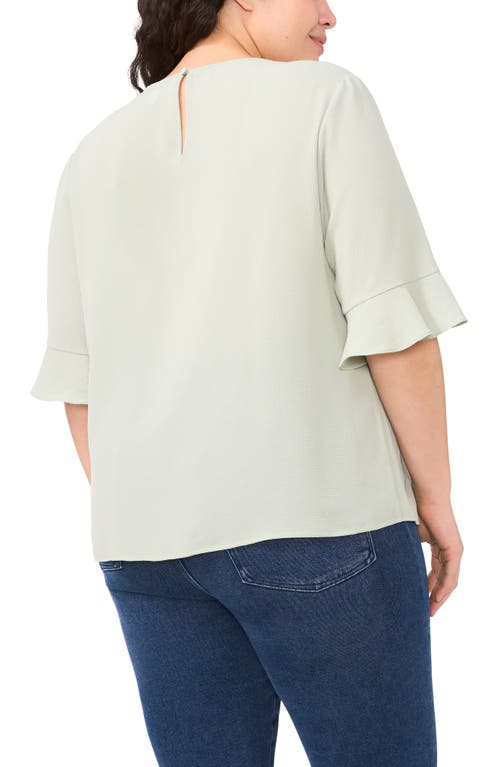 Cece Ruffle Cuff Top In Gray