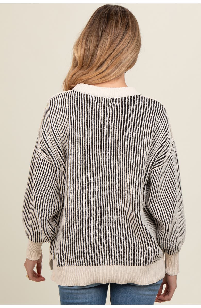 PinkBlush Ribbed Balloon Sleeve Sweater, Alternate, color, Black