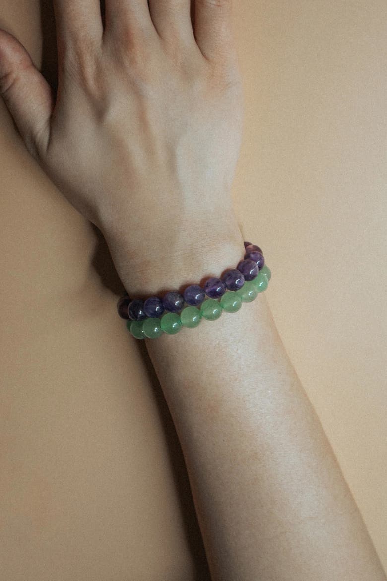 Manifest Calm Purple Crystal Beaded Bracelet, Alternate, color, Purple