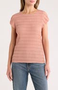 T Tahari Boat Neck Cap Sleeve Top
