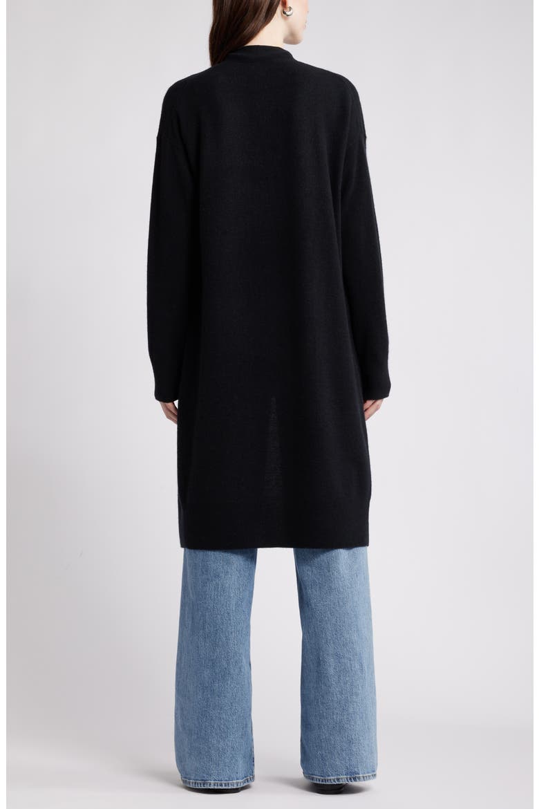 Long Open Front Wool & Cashmere Cardigan, Alternate, color, BLACK ROCK