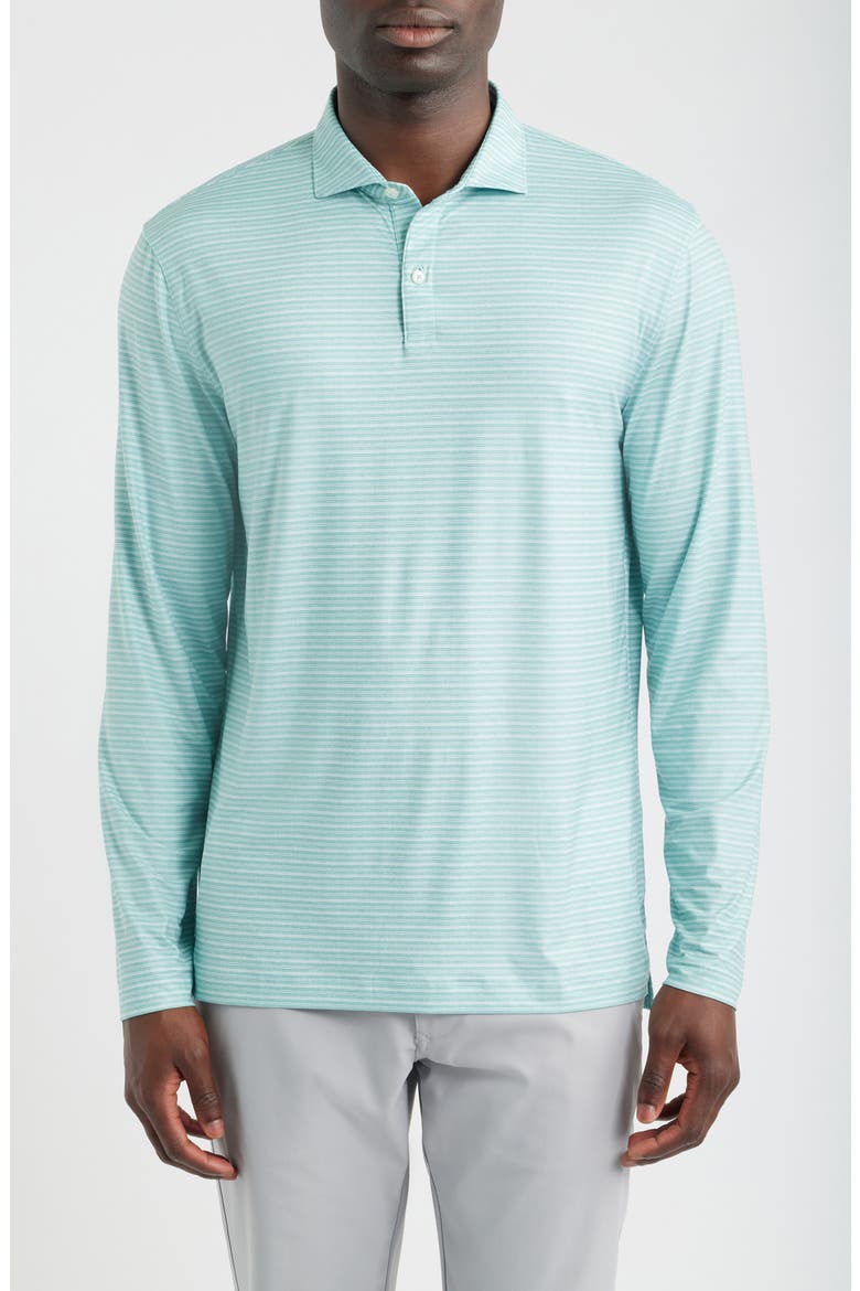 Printed Track Stripe Long Sleeve Performance Polo, Main, color, SUBLIME