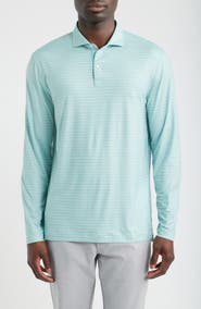 johnnie-O Printed Track Stripe Long Sleeve Performance Polo