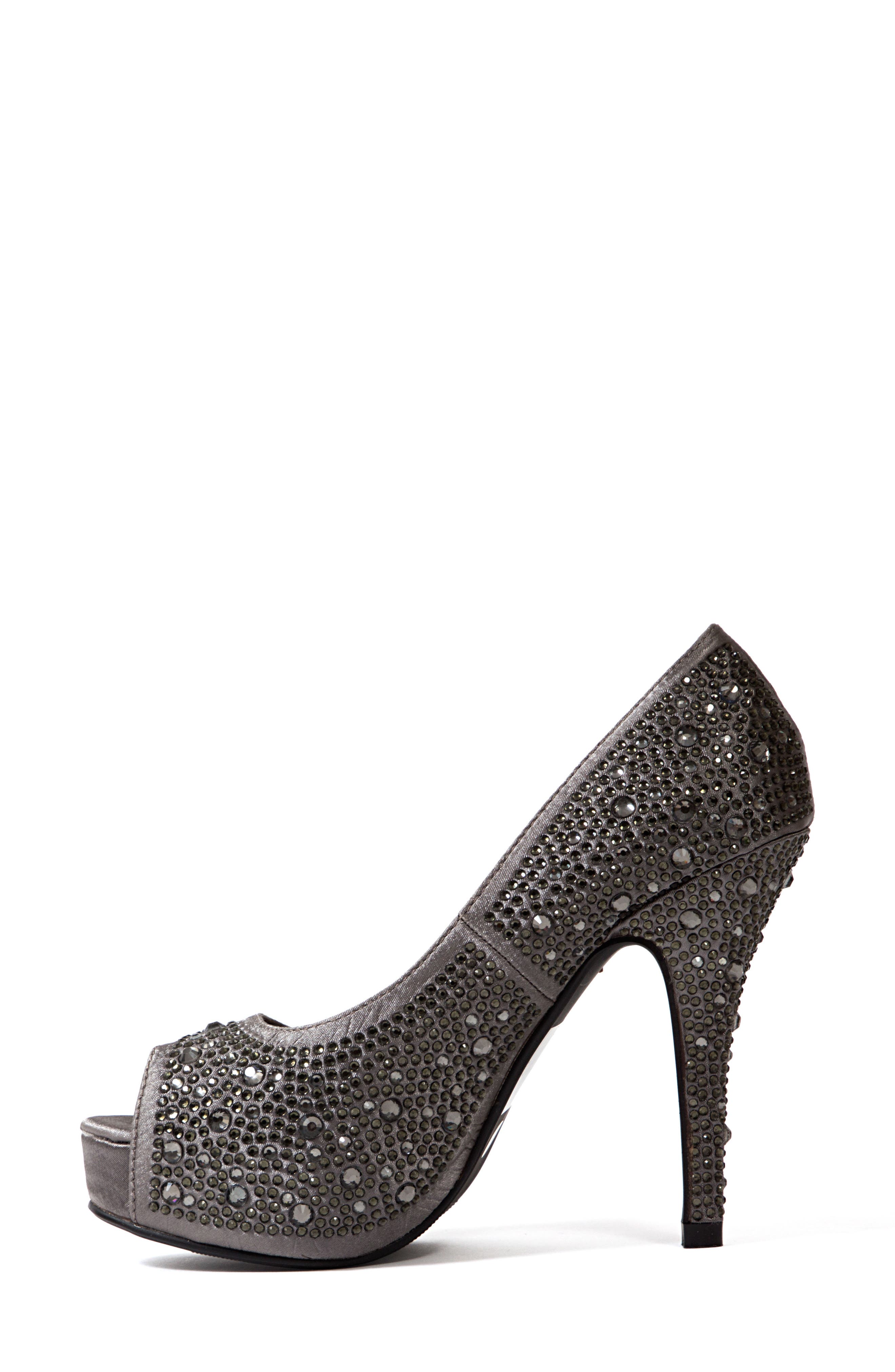 LADY COUTURE Lauren Rhinestone Embellished Platform Sandal, Alternate, color, Pewter